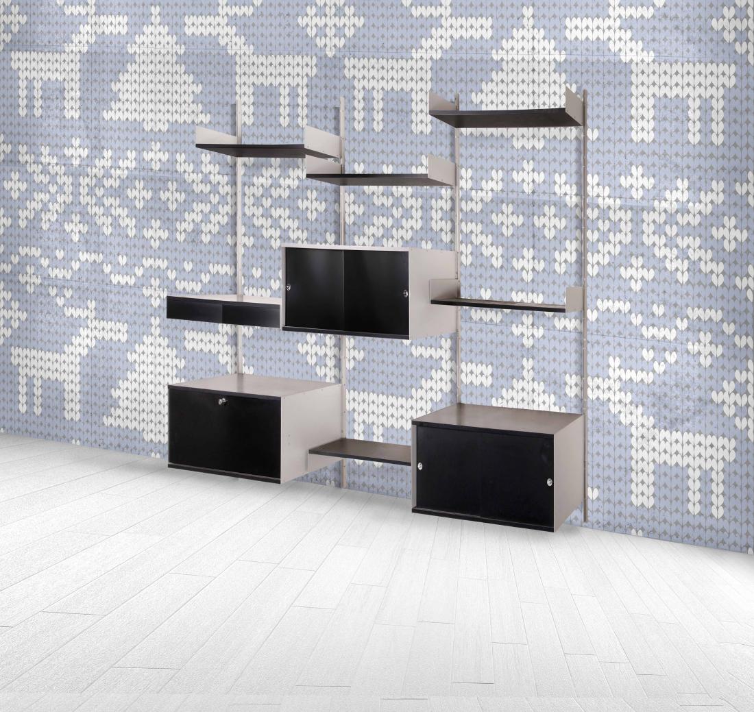 CASSINA Bibliothèque Bois, acier 200 x 274 x 40 cm.: CASSINA Bibliothèque Bois, acier 200 x 274 x 40 cm.