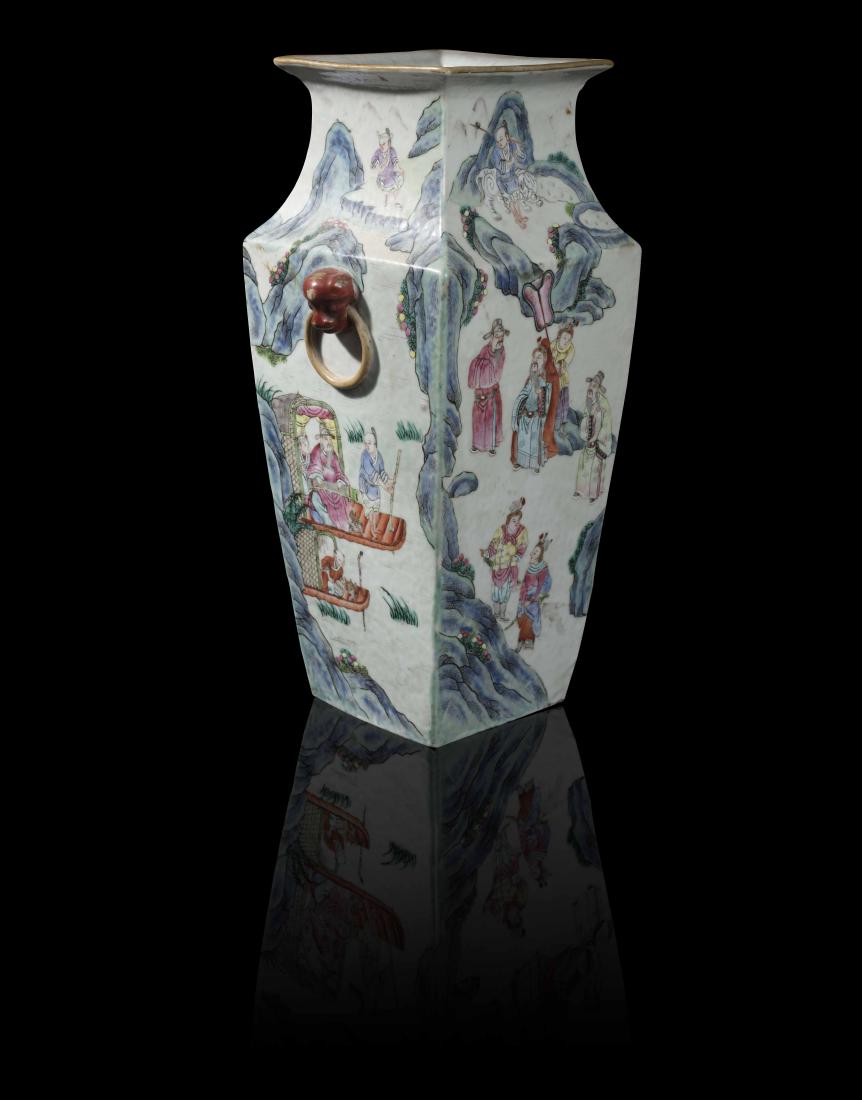 Vase balustre carré en porcelaine CHINE - Epoque (1 of 4)