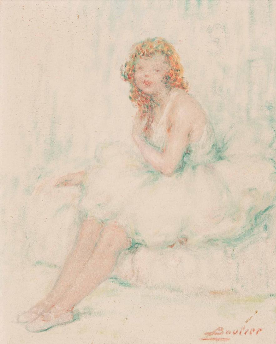 LUCIEN BOULIER (1882-1963) La ballerine Crayon gras sur: LUCIEN BOULIER (1882-1963) La ballerine Crayon gras sur carton Signe? en bas a? droite 27 x 22 cm Wax pencil on cardboard Signed at the bottom right L 10 5/8 in. P 8 5/8 in.