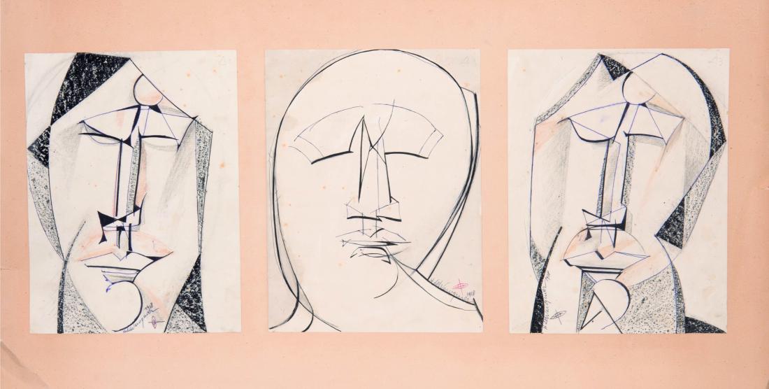 HENRI DE WAROQUIER (1881-1970) Trois visages d’homme (1 of 4)