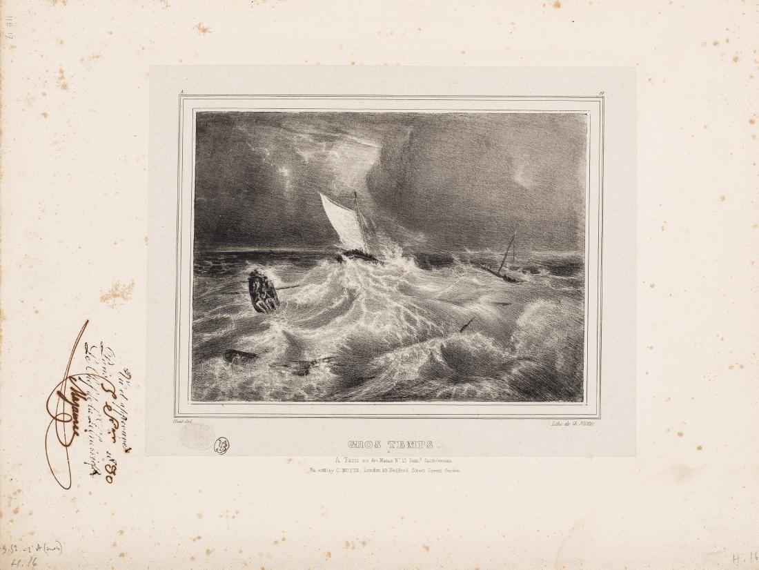 Paul Huet (1803-1869). Le Héron ; Les Deux: Paul Huet (1803-1869). Le Héron ; Les Deux chaumières ; Le Midi ; Grande marée d’équinoxe à Honfleur ; Gros temps ; Vue de Rouen ; Souvenir