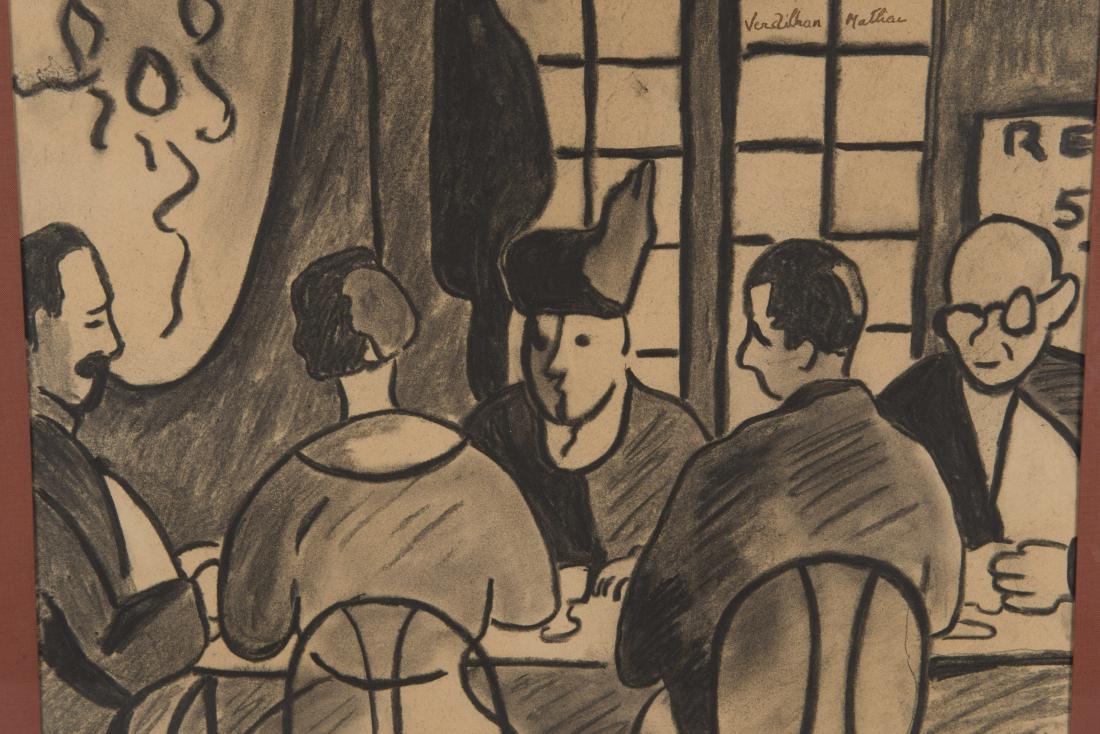 Louis Mathieu VERDILHAN (1875-1928) Le dîner: Louis Mathieu VERDILHAN (1875-1928) Le dîner Dessin sur papier Signé en haut à droite 29,5 x 41 cm
