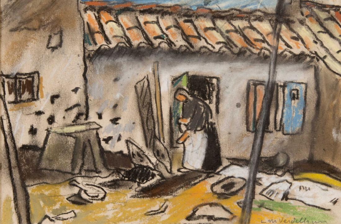 Louis Mathieu VERDILHAN (1875-1928) La paysanne: Louis Mathieu VERDILHAN (1875-1928) La paysanne Pastel sur papier Signé en bas à droite 21 x 31,5 cm