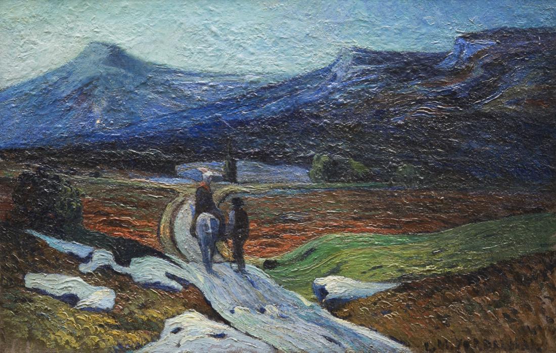 Louis Mathieu VERDILHAN (1875-1928) Le chemin Huile: Louis Mathieu VERDILHAN (1875-1928) Le chemin Huile sur toile Signée en bas à droite 65 x 100 cm