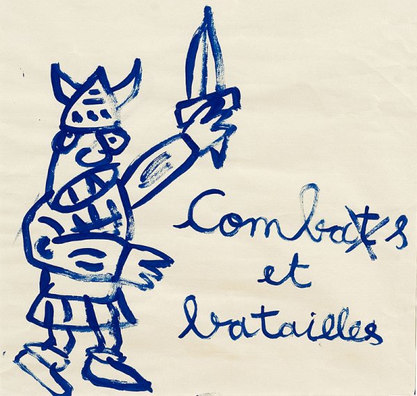 Robert COMBAS ( né en 1957) Combats et batailles.: Robert COMBAS ( né en 1957) Combats et batailles. Acrylique sur papier. 65 x 46,5 cm. Dessin réalisé à l'occasion de l'exposition « Les Batailles de Combas » du 6 mars au 26 avril 1987 à Bordea