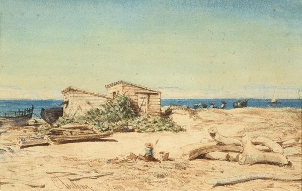 Emile LOUBON (1809-1863) Bords de l'Etang de Ber