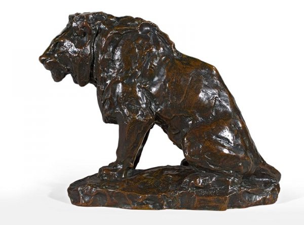 Antoine-Louis BARYE (1795-1875) Lion assis, esqu