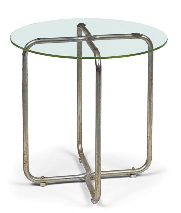 "THONETGuéridon.à plateau circulaire en verre tr