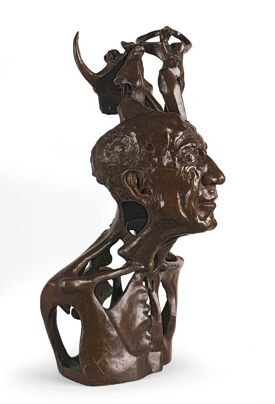 "Georges CASTRO (XX)Portrait de Picasso.Bronze à