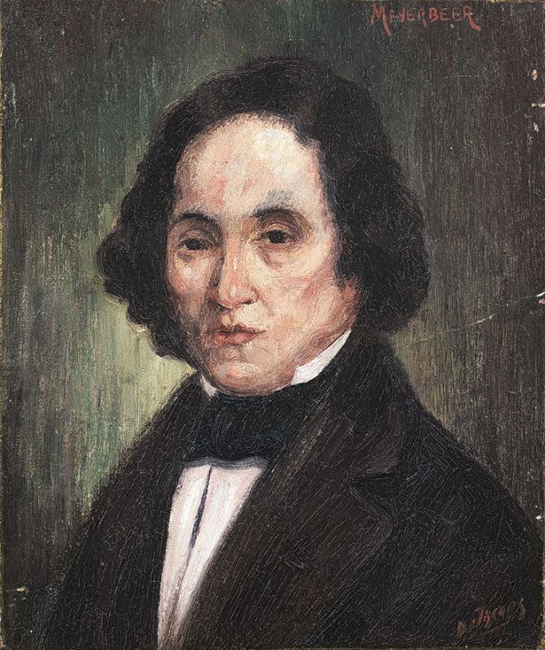 D i e u d o n n é J A C O B S E c o l e Fr a n ç: D i e u d o n n é J A C O B S E c o l e Fr a n ç a i s e d u m i l i e u d u X I X ème s i è c l e Portrait en buste du compositeur Giacomo Meyerbeer (Berlin 1791-Paris 1864). Huile sur panneau si