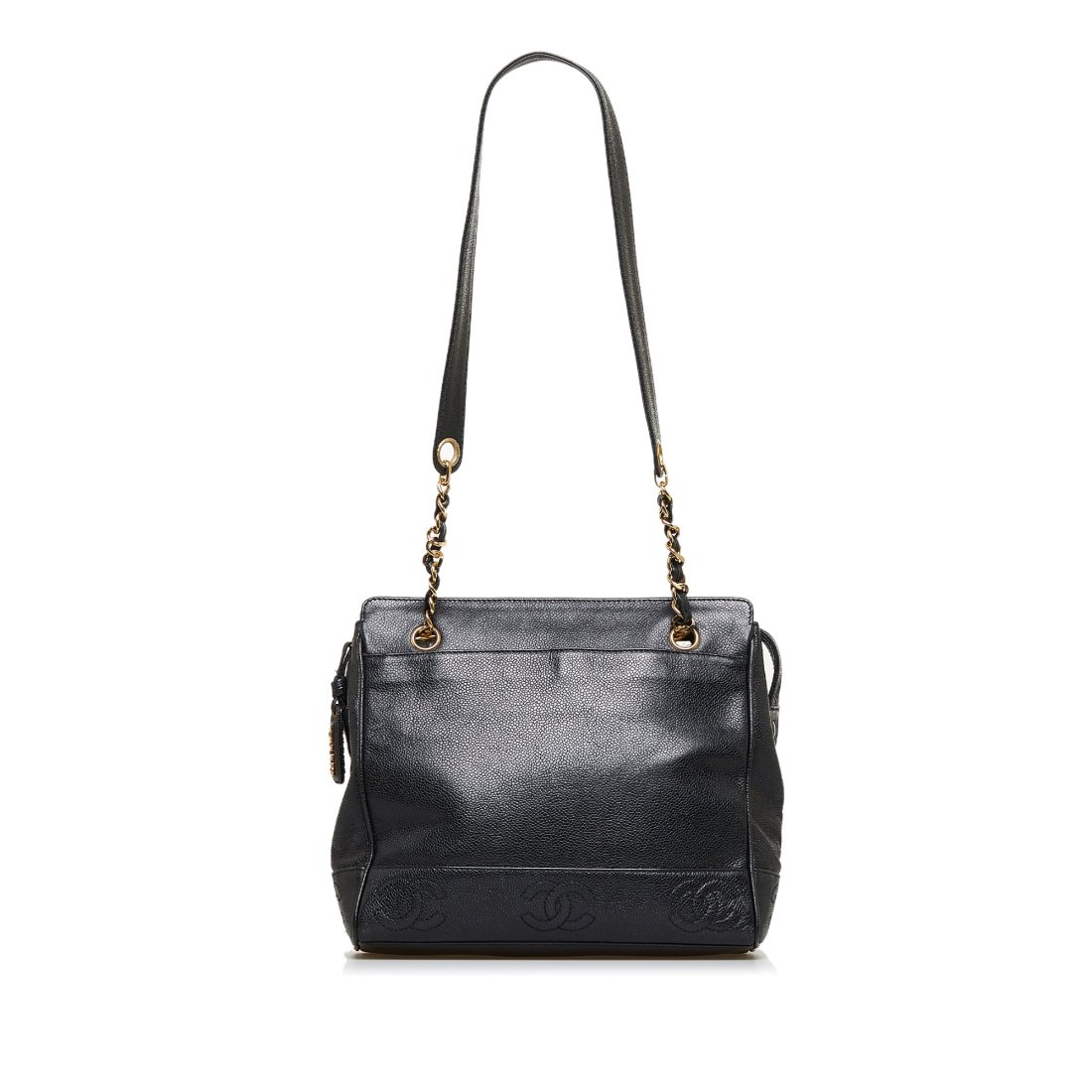 CHANEL Triple Coco: Black Caviar Leather. Size 27 x 24 x 8 cm