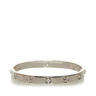 CARTIER Love Bracelet: 18K White Gold and 6 diamond (0.15ct). Size 14 x 14 x 0.61 cm