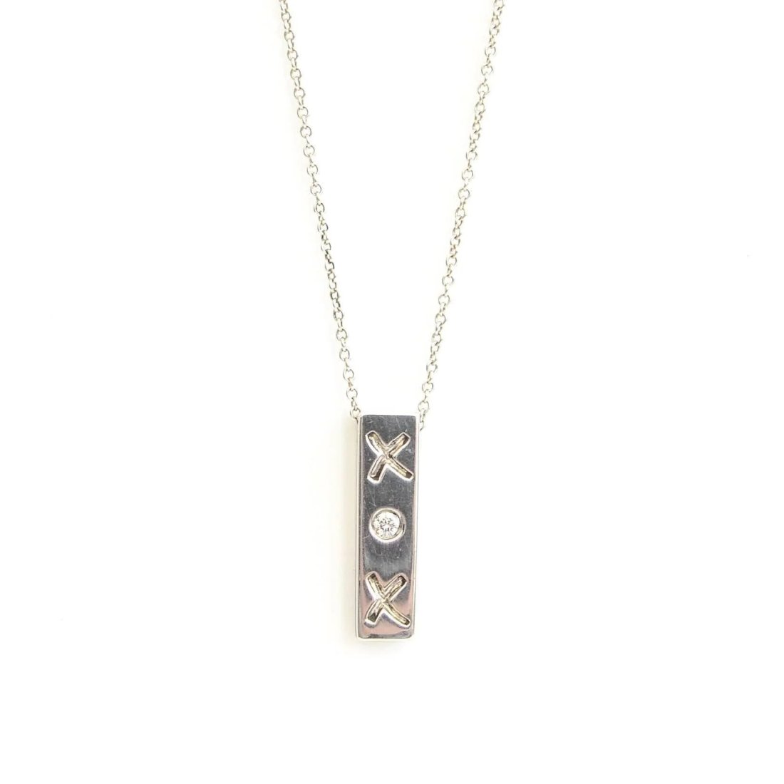 TIFFANY & CO. Pendant Necklace: Paloma Picasso collection. Silver 925/1000 and Diamond (0.05ct). Size: pendant 2 x 0.6 cm and chain 40 cm