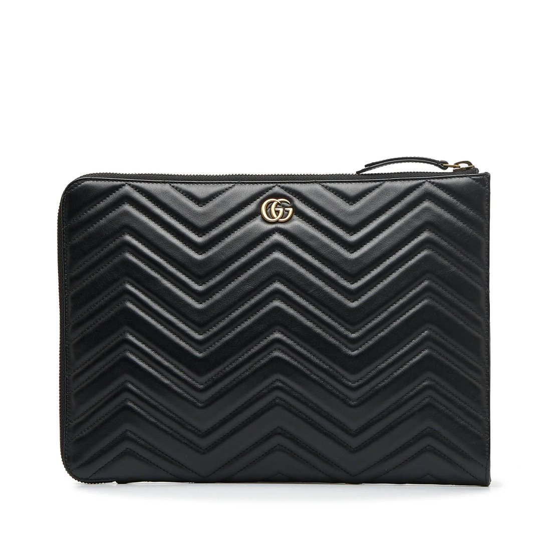 GUCCI Portfolio Clutch: Black Leather. Size 24.5 x 33.5 x 2 cm
