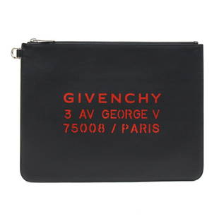 GIVENCHY Clutch Bag: Black Leather. Size 22.5 x 30 cm