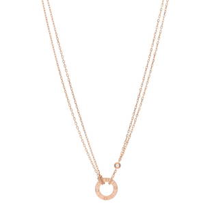 CARTIER Love Necklace: 18K Pink Gold and two Diamond. Size: Pendant 3.3 and Chain 38 cm