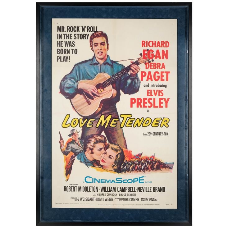 LOVE ME TENDER - One-Sheet (27" x 41") Framed; From the Collection of Bass Guitarist, Jason Newsted; (1 of 1)