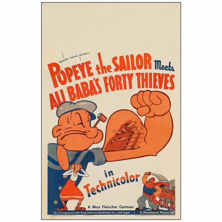 POPEYE THE SAILOR MEETS ALI BABA'S FORTY THIEVES - Window Card (14" X 22"); Very Good (1 of 1)