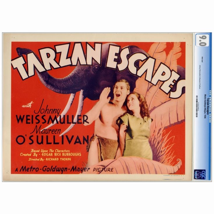 TARZAN ESCAPES - CGC Graded Title Lobby Card (11" x 14"); Very Fine+ (1 of 1)
