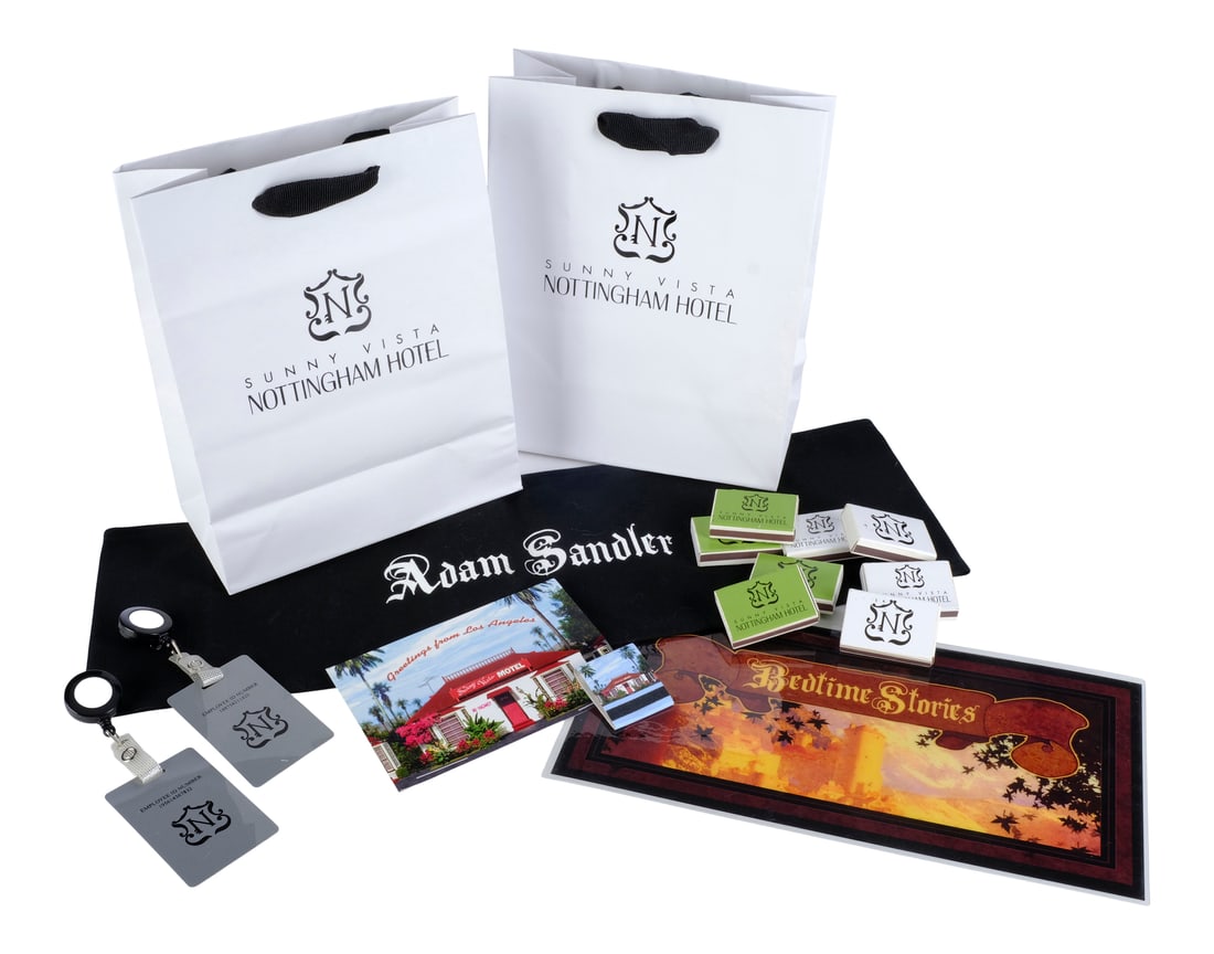 BEDTIME STORIES (2008) - Adam Sandler's Chairback with Hotel Accessories and Parking Pass (1 of 11)