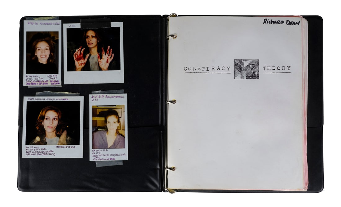 CONSPIRACY THEORY (1997) - Richard Dean's Script with Julia Roberts' Continuity Polaroid Photos (1 of 8)
