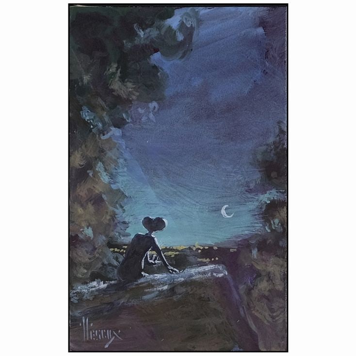 E.T. THE EXTRA-TERRESTRIAL - Hand Painted Preliminary Concept Artwork (5" x 8"); Near Mint: E.T. THE EXTRA-TERRESTRIAL Hand Painted Preliminary Concept Artwork (5" x 8") Near Mint; Artwork by Richard Hescox Universal , 1982 A small format painted in mixed med