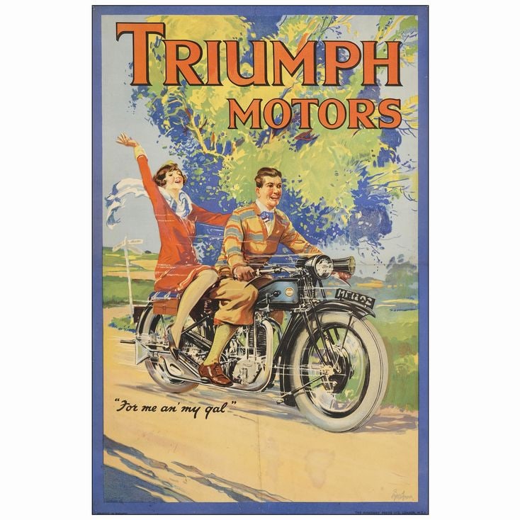 TRIUMPH MOTORS - Advertising Poster (29.75" x 19.5"); Very Fine- on Linen (1 of 1)