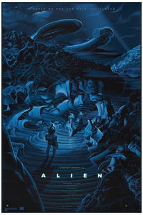 ALIEN - Art Print  (24" x 36"); Near Mint Rolled: ALIEN Art Print (24" x 36") Near Mint Rolled; Artwork by Laurent Durieux Bottleneck Gallery , 2019 This is a beautiful nine-color Bottleneck Galleries screenprint wit