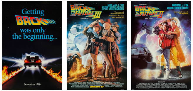 BACK TO THE FUTURE PART II, BACK TO THE FUTURE PART III - One Sheet, SS (2), One Sheet, DS (27" x: BACK TO THE FUTURE PART II, BACK TO THE FUTURE PART III One Sheet, SS (2), One Sheet, DS (27" x 40"); (2( Teasers, (1) Standard Release Near Mint Rolled; Artwork by Drew Struzan Universal, 1989