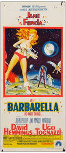 BARBARELLA - Australian Daybill (13" x 30"); Fine- Folded: BARBARELLA Australian Daybill (13" x 30") Fine- Folded Paramount, 1968 Three corners have had torn tack hole paper loss. Small spot of staining above the title, and in