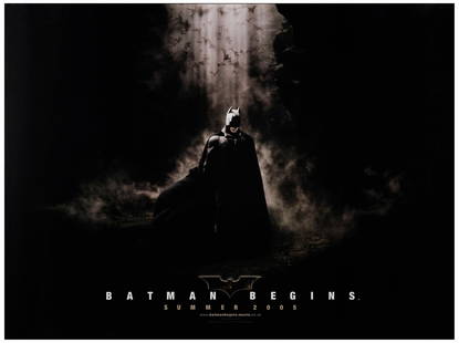 BATMAN BEGINS - British Quad, DS (30" x 40"); Near Mint Rolled: BATMAN BEGINS British Quad, DS (30" x 40") Near Mint Rolled Warner Bros., 2005 A poster with light sporadic crimping and faint wear from handling. Batman Begins is a 2005 film about the DC Comics