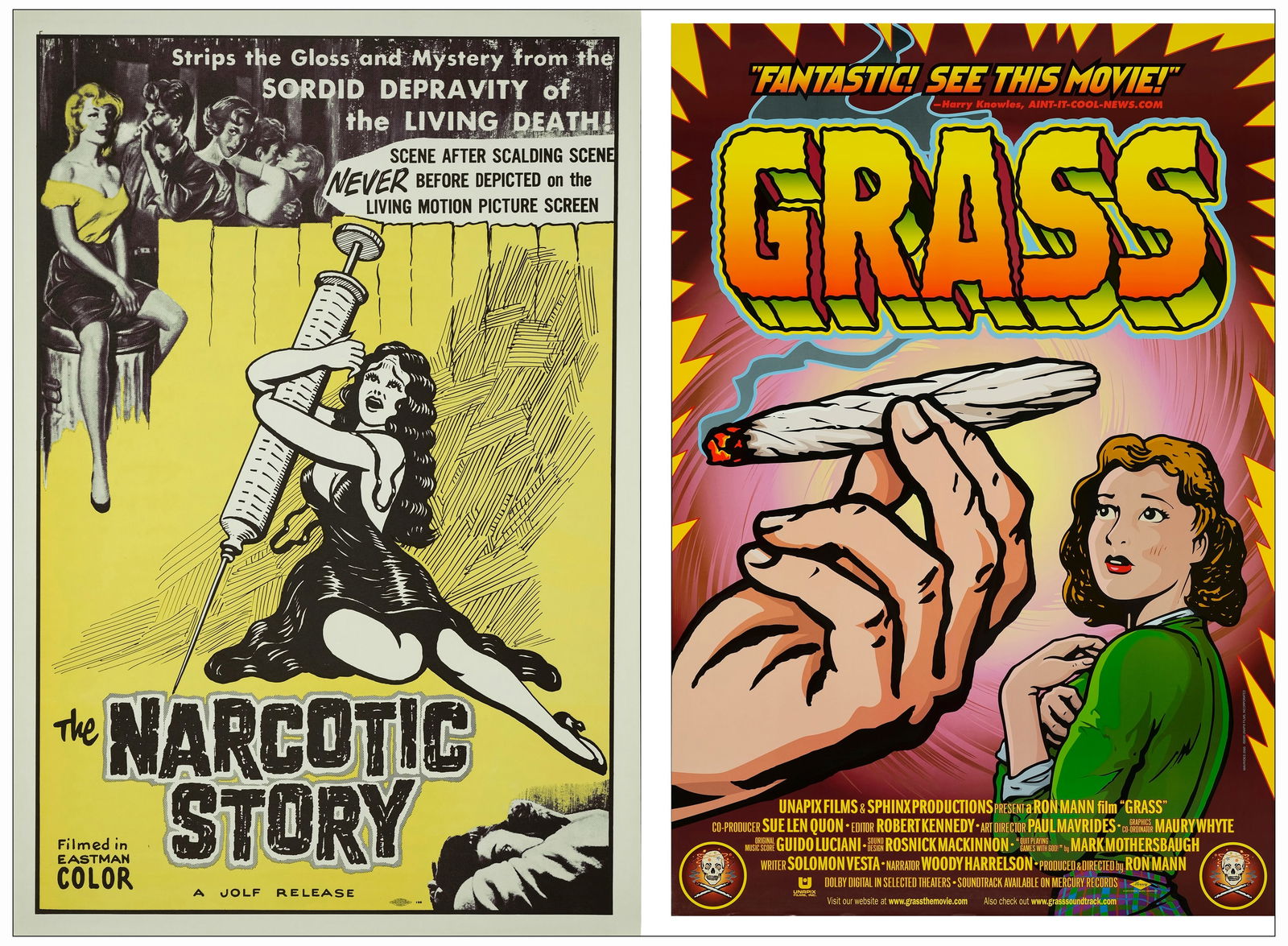 GRASS, THE NARCOTIC STORY - One Sheets (2) (28" x 41" & 27" x 40"); Near Mint Rolled (1 of 3)