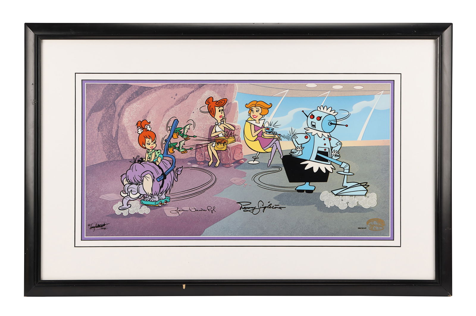 THE FLINTSTONES / THE JETSONS - Framed Limited Edition Character Study Animation Cel Autographed by  (1 of 1)