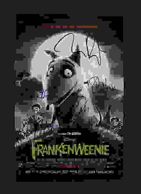 FRANKENWEENIE (2012) - Tim Burton, Catherine O'Hara, Martin Short and Don Hahn Autographed Mini Post