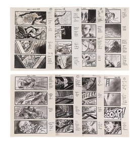 ALIEN3 (1992) - Set of Eight Martin Asbury Hand-drawn "Burn and Bag" Storyboard Pages