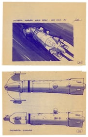 BATTLESTAR GALACTICA (1978-1979) - Pair of Printed Joe Johnston Continental Starways Concept Artwork