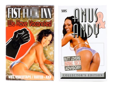 THE BIG LEBOWSKI (1998) - Pair of Production-Made Jackie Treehorn (Ben Gazzara) XXX VHS Covers