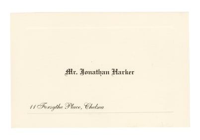 BRAM STOKER'S DRACULA (1992) - Jonathan Harker's (as played by Keanu Reeves) Business Card
