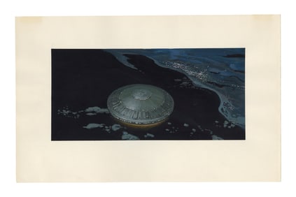 COCOON (1985) - Hand-Painted Ralph McQuarrie Alien Ship Approaches Coast Painting