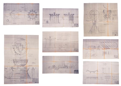CONAN THE BARBARIAN (1982) - Set of Eight Snake Tower Blueprints