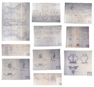 CONAN THE BARBARIAN (1982) - Set of 10 Idol Room and Snake Chamber Blueprints