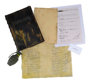 DEATH NOTE (2017) - Death Note Cover, Business Card, Papers, and Grenade