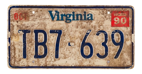 DIE HARD 2 (1990) - John McClane's (Bruce Willis) Distressed Towed Car License Plate