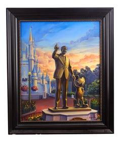 DISNEYLAND PARK - Framed Hand-Painted Maggie Parr "Partners at Magic Hour" Painting