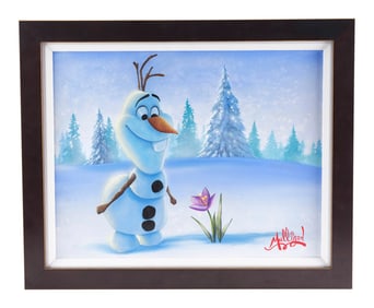 FROZEN (2013) - William Plumb Collection: Framed Hand-Painted James C. Mulligan-Autographed "Snowman