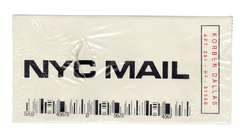 THE FIFTH ELEMENT (1997) - Korben Dallas' (Bruce Willis) NYC Mail Envelope