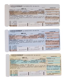 FIGHT CLUB (1999) - Set of Three Production-Made Tyler Durden (Brad Pitt) Boarding Passes