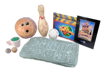 THE FLINTSTONES (1994) - Program, Pop-Up Book, Balls, Score Tablet, Bowling Ball and Pin, and Slate