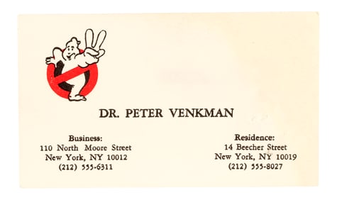 GHOSTBUSTERS II (1989) - Production-Made Dr. Peter Venkman (Bill Murray) Business Card