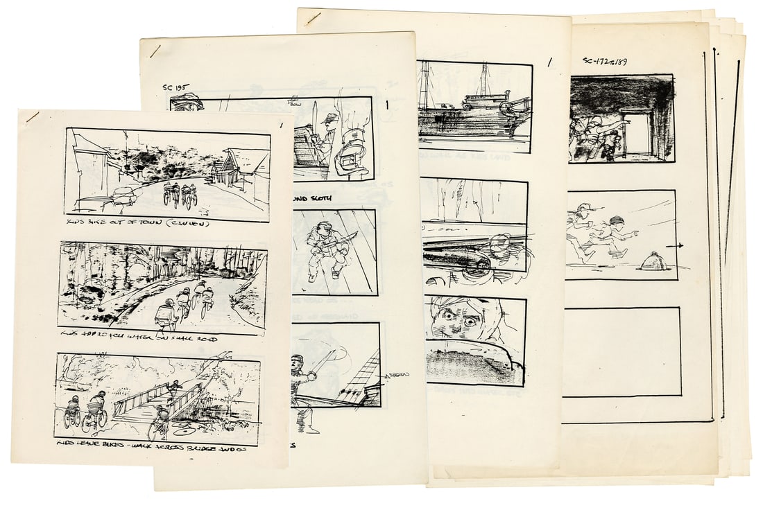 THE GOONIES (1985) - Collection of Printed Jack Johnson Storyboards: THE GOONIES (1985) - Collection of Printed Jack Johnson Storyboards - DESCRIPTION REQUIRED Estimate: $1,000 - 2,000 Bidding for this lot will end on Friday, August 16th. The auction will begin at 9:30